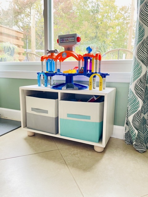 Playroom storage bins for toys