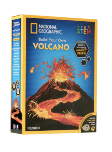 Kids gift idea, a box with a science experiment, a volcano erupting is pictured on the front.