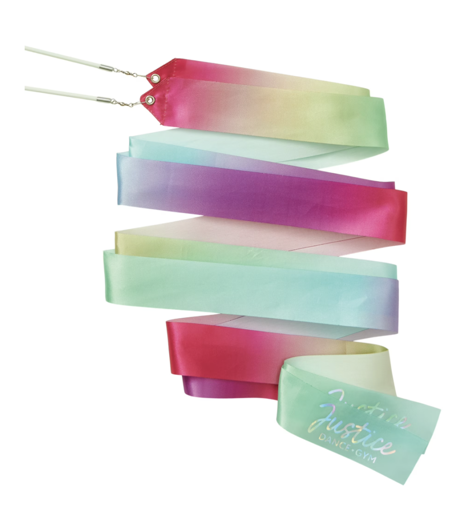 Rainbow ribbon tied to a craft stick, ribbon dancer for kids