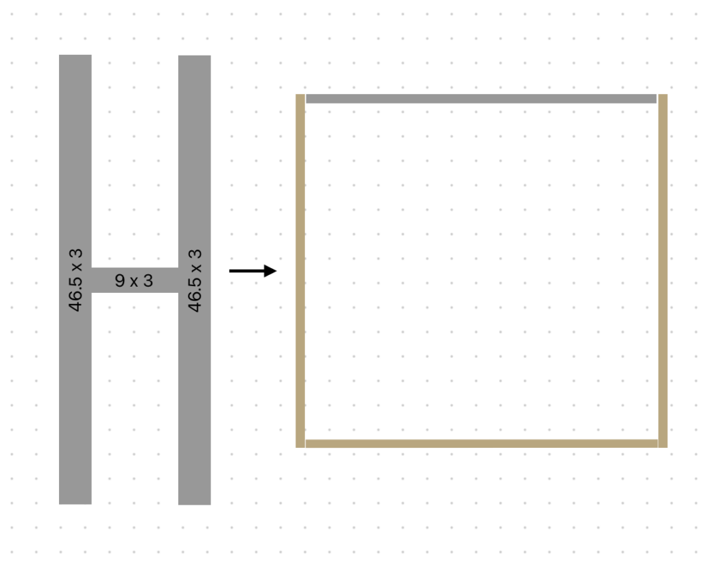 Digital drawing of how to attach plywood support strips to the top of the cabinet box.